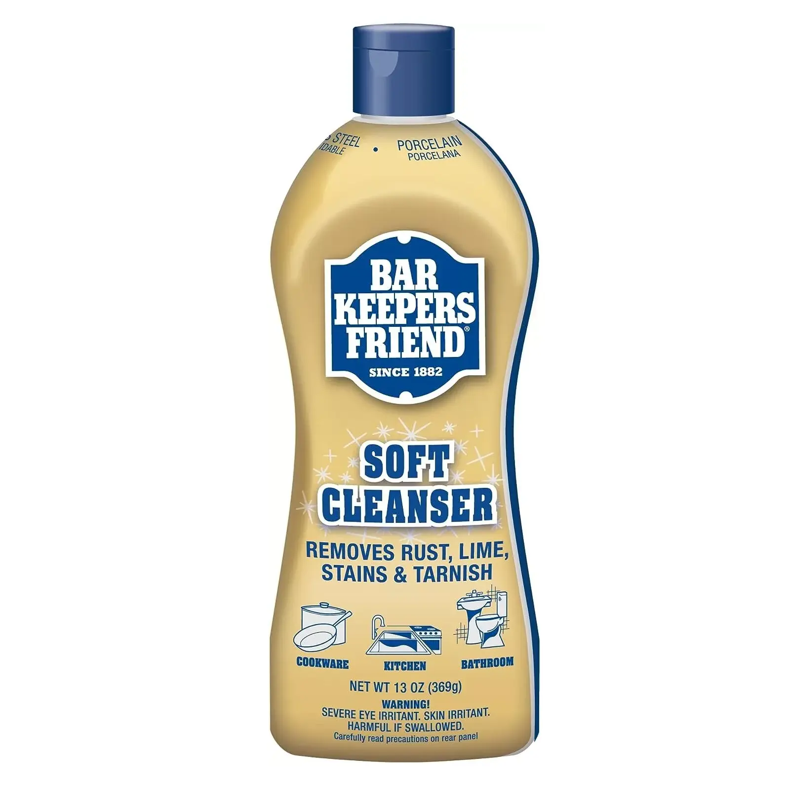 Bar Keepers Friend Soft Cleanser Liquid 13oz Multi-Purpose Cleaner for Rust, Stain, Scum, Tarnish & Shine Cleaning on All Surfaces Household Kitchen