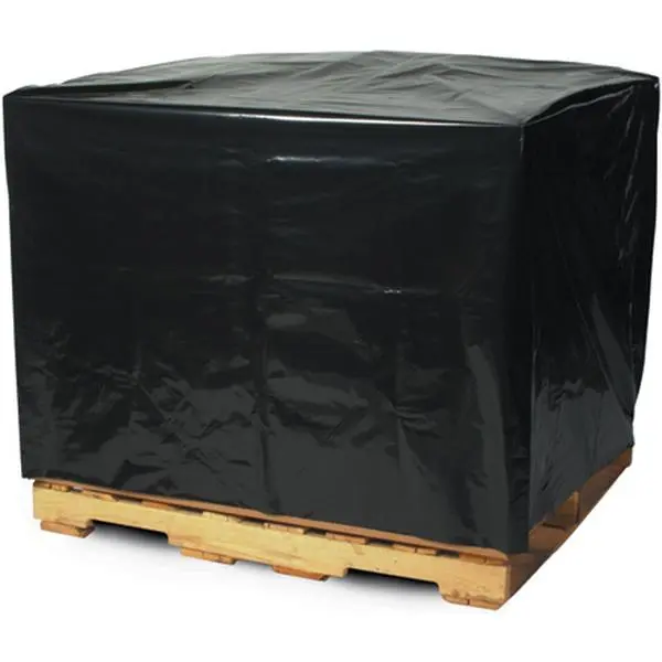 Box Partners PC164 Opaque Plastic Film Pallet Covers, 48 in. x 42 in. x 48 in., 3 Mil Black, Pre-Cut Perforated All-Purpose Cover for Outside Storage & Equipment Protection