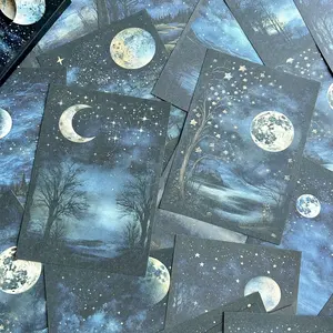 Moon & Star Pattern Decorative Paper, 30pcs/set Vintage Style Decorative Paper, DIY Decorative Paper for Scrapbooking, Journal Making, Gift Wrapping, Scrapbook Materials