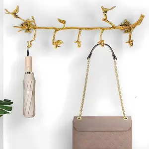 Brass Hanger Wall Mounted Long, 6 Hooks for Hanging Jackets, 20 inch Hook Rack, Hook Rail, Hanger Wall Mounted, Used for Clothes, Jackets, Hats, Gold