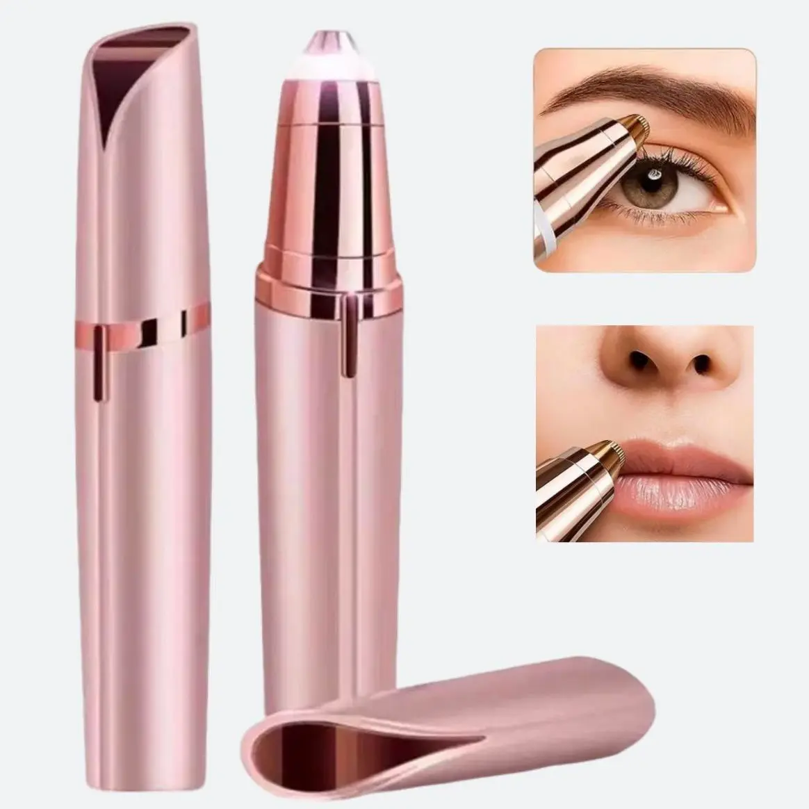 Women's 2-in-1 Gentle Stainless Steel Electric Hair Remover Razor - Rechargeable Painless Eyebrow Shaper Kit, Precise Trimmer for Lip & Body Hair, Facial Care Appliance