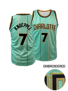 Men's #7 Basketball Jersey, Charlotte Embroidered Loose Breathable Sleeveless Round Neck Sports Top, Suitable For Basketball, Sports, And Running