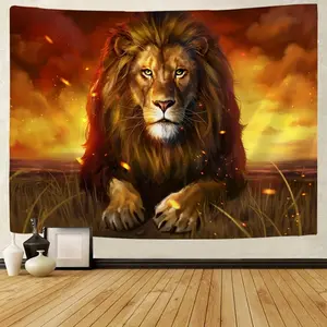 Lion Tapestry Wall Hanging -  Polyester Animal Print Decor  Woven Indoor Tapestry with Free Installation Package - Machine Washable Decoration Posters Home Bedroom Art Dorm