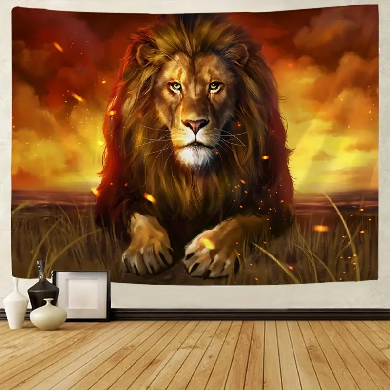 Lion Tapestry Wall Hanging -  Polyester Animal Print Decor  Woven Indoor Tapestry with Free Installation Package - Machine Washable Decoration Posters Home Bedroom Art Dorm
