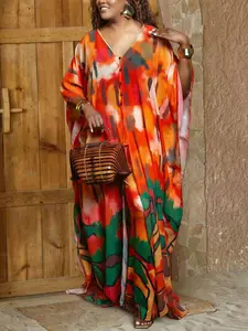 Plus Size Women's Loose Fit All-Over Printed Set, Womenswear Outfit, Comfortable Ethnic Style Casual, Perfect for Everyday Beach Vacations & Daily Wear