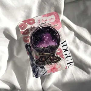 Gothic Celestial Crystal Ball Phone Grip, Purple Galaxy Nebula Phone Stand, Witchy Stars Phone Holder, Mystic Occult Aesthetic Accessory, Magic Gift for Bookworms