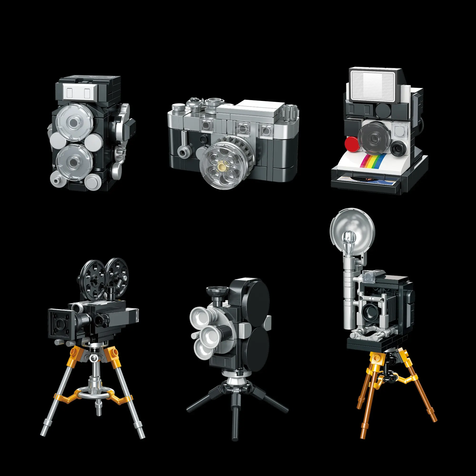 Vintage Model Building Blocks Creative Mini Camera Retro Photography Model Decor, 6 Styles, Puzzle Toy Bag, Perfect Gift for Kids, Collectible Building Blocks