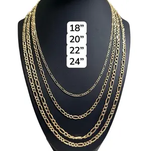 14k Gold Figaro Chains 18" 20" 22" 24" Elegant Jewelry for Women & Men Classic Style Gold Chain