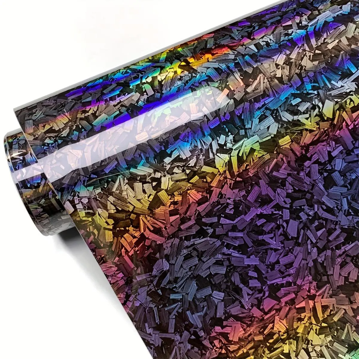 Rainbow Laser Carbon Film, Car Body PET Laser Black Car Body Color Change Film, Car Modification Sticker, Protective Car Central Control Anti-scratch Film, Car Decals