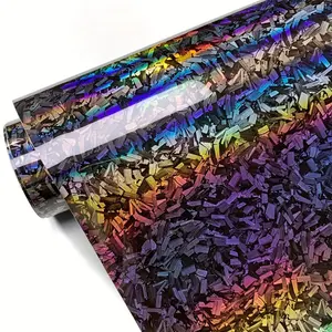 Rainbow Laser Forged Carbon Film, Car Body PET Laser Black Car Body Color Change Film, Car Modification Sticker, Protective Car Central Control Anti-scratch Film, Decal For Cars, Car Accessory