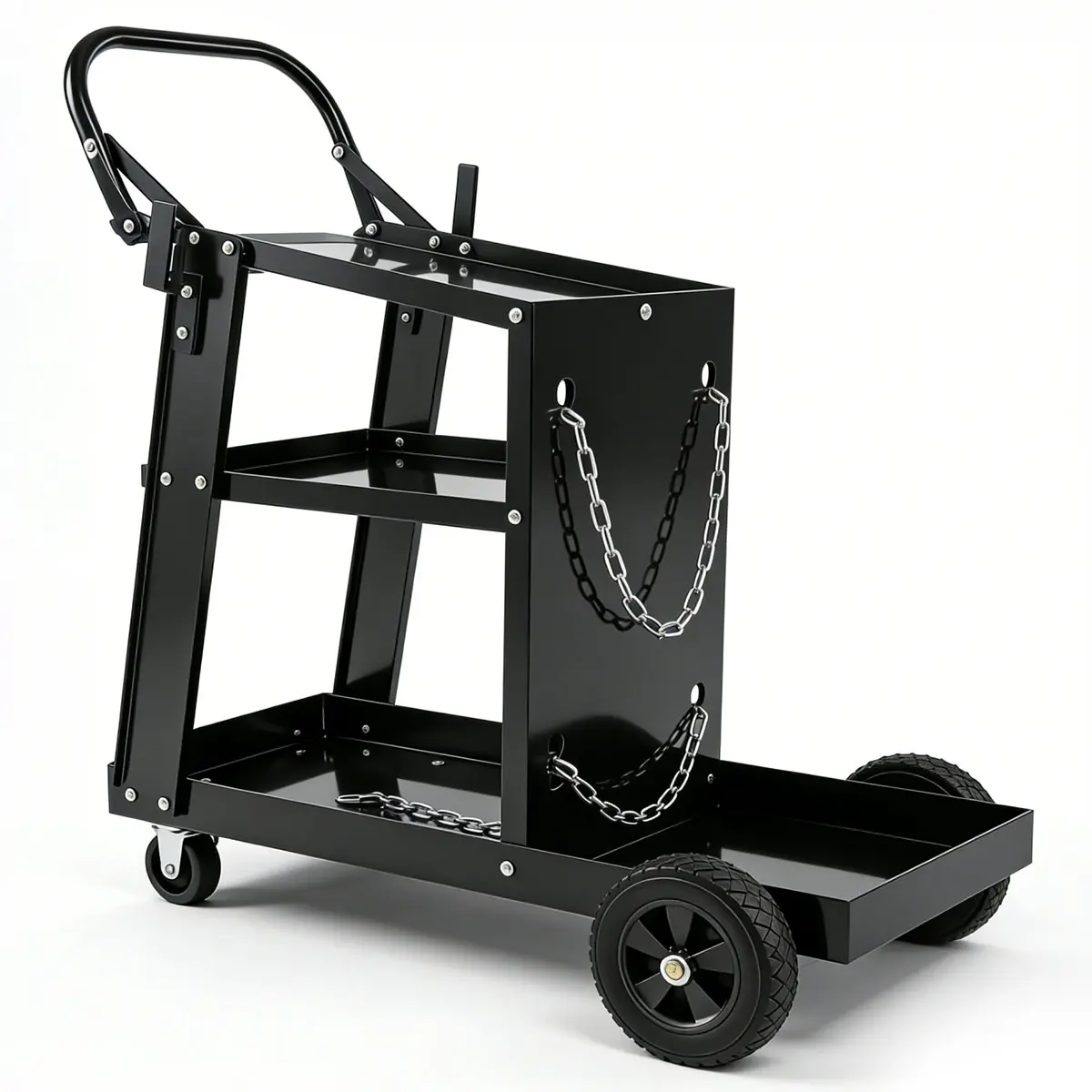 Welding Cart, 3-Tier Welder Cart Heavy Duty with 400 Lbs Weight Capacity, 360° Swivel Wheels, Tank Storage Safety Chains, Rolling MIG Welder Cart, Plasma Cutter Welding Machine