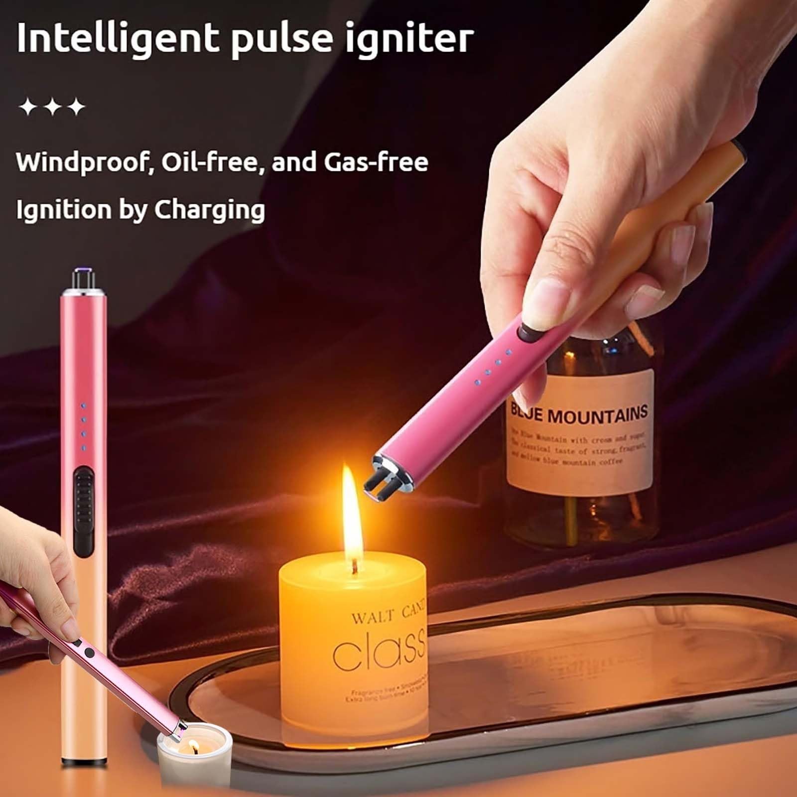 2 PCS Windproof Flameless Electric Lighter, Electric Arc Flameless USB Lighter, Rechargeable BBQ Candle Lighter with Safety Lock and USB Fast Charging Data Cable