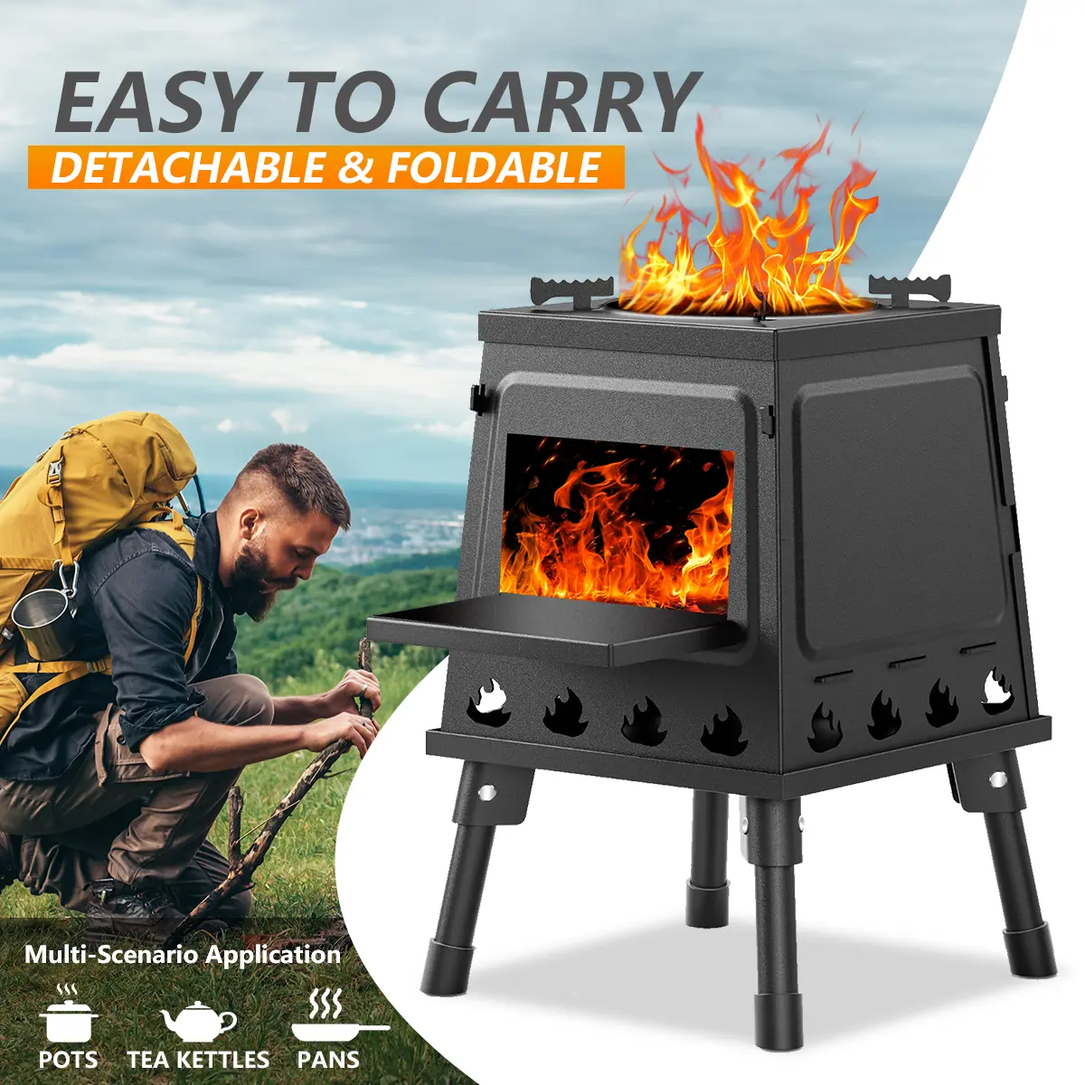 Portable Picnic Stove - Compact Outdoor Camping Cooking Accessory, Easy-to-Carry Camping Kitchen Supply for Outdoor Furniture Sets