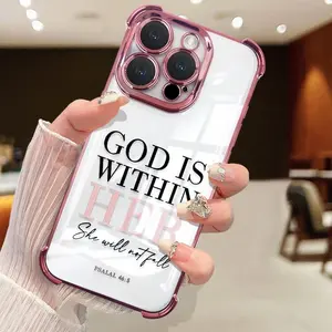 God is within her Pattern Phone Case for iPhone 17 Air 16 Promax 15 Plus 14 13 12 11 Xsmax Electroplated Four-corner Shockproof Non Slip Military-Grade Protection Silicone Cover.QXA003 Cellphone Protective Protector Smartphone Casing