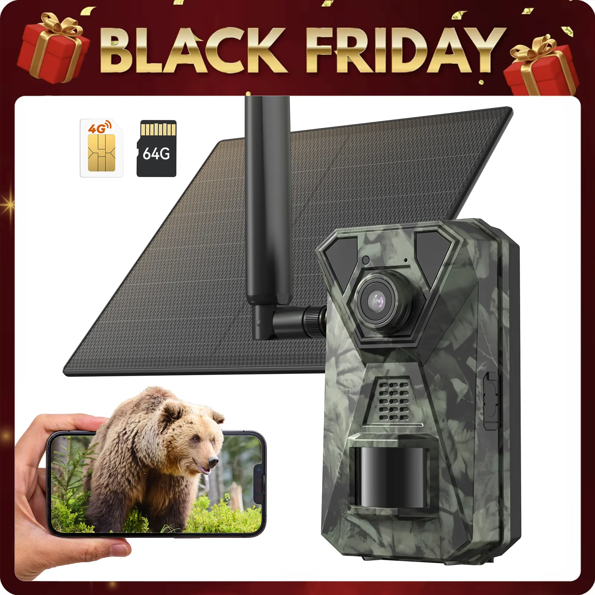 Deatti 4G LTE Wireless Solar Powered Trail Camera with 2K LiveVideo, Built-in SlM Card,UNLIMITEDData Plan, NOT SUPPORT WIFI,Wireless outdoorfun