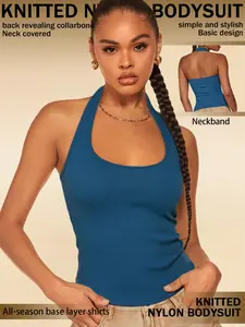 American Vintage Halter Backless Top, High Stretch Skin-Friendly Fabric, Inner Layer Outer Wear, Versatile Women's Clothing