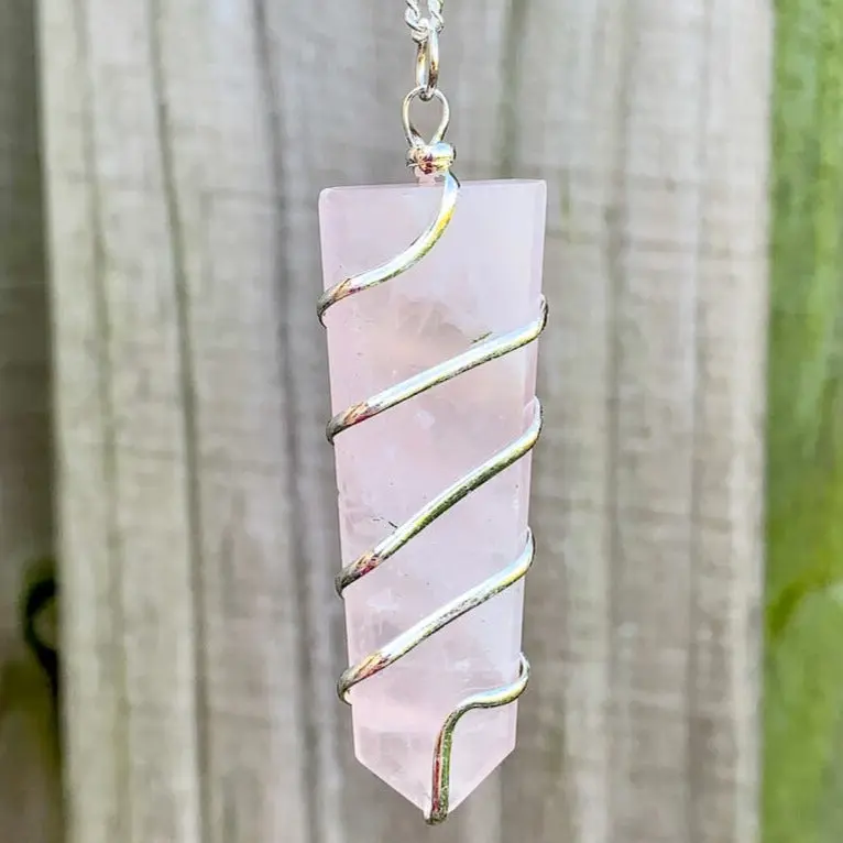 Wire Wrapped Obelisk Healing Pendant Necklace