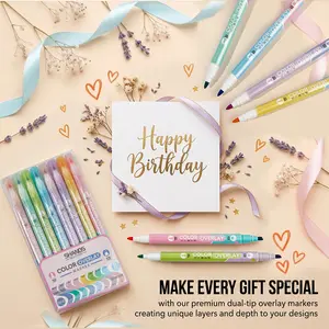 SHANDS Multi-Surface Overlay Markers - Precision Dual-Tip Highlighters with Mark Function, Erasable High-Visibility for Woodworking Blueprints, Craft Layouts, DIY Home Projects, Unique Teen Art Student Birthday Gift, Reveals Hidden Messages