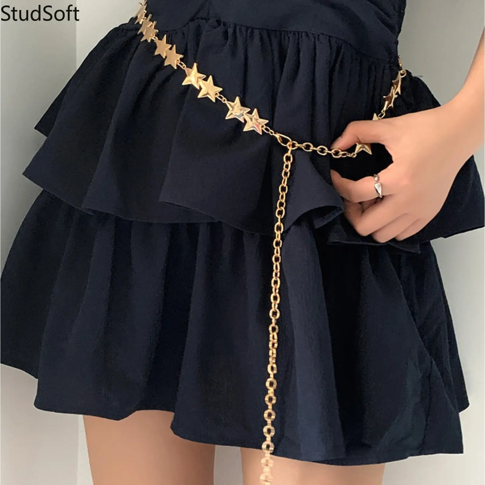 2026 New Silver Star Tassel Waist Chain for Women, Vintage Metal Chain Belt for Dresses & Pants, Y2K Aesthetic Body Jewelry, Perfect for Dress Waist Cinching, Party, Festival & Daily Outfit,back to school,back to school haul