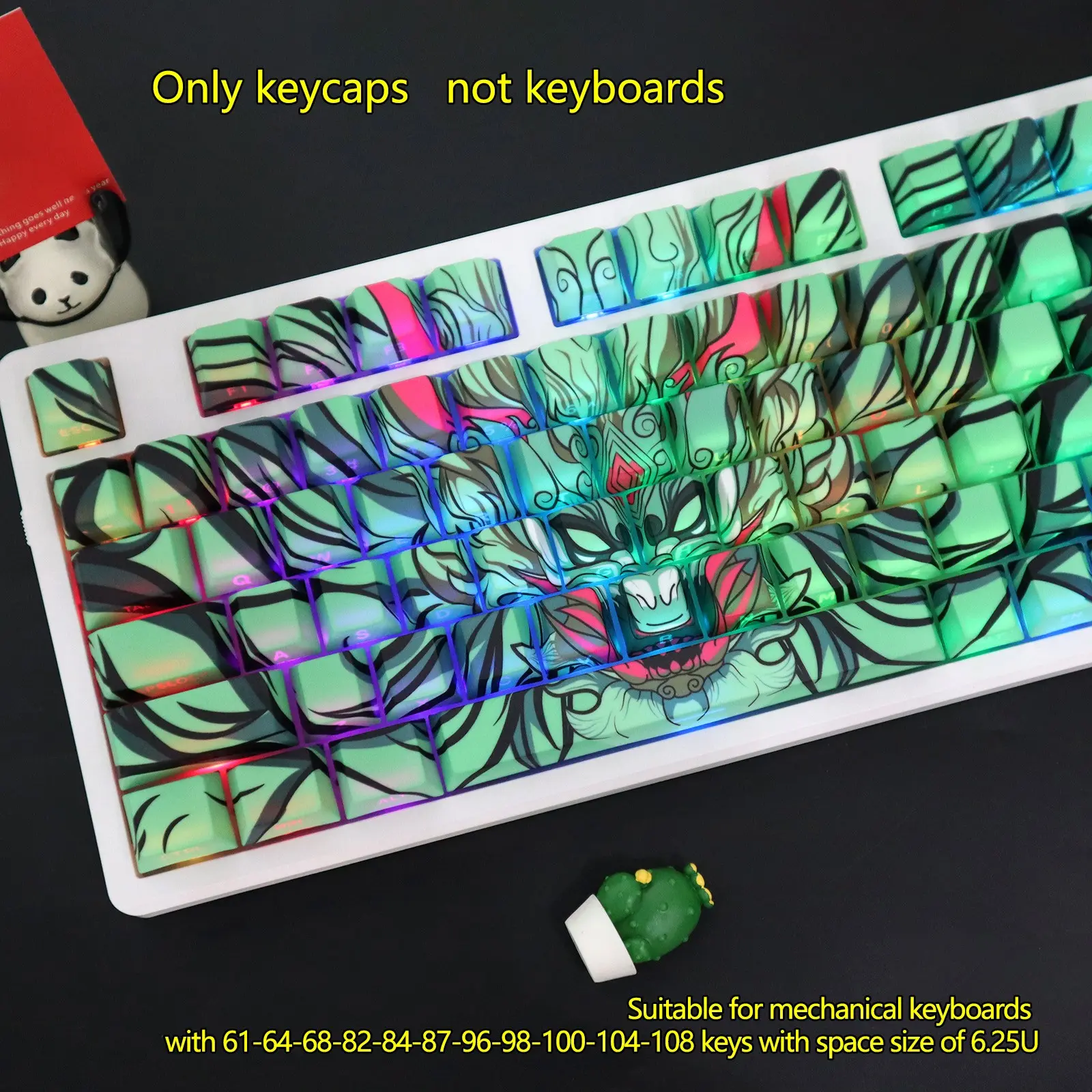 Keyboard Keycap Dragon Side Engraving Translucent Keyboard Keycaps, Cherry Height Pbt Material, Thermal Sublimation Technology, Adapted to 6.25u Space