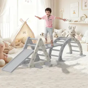 Durable HDPE & PP Indoor Climbing Toys Set for Toddlers – Jungle Gym Playset with Arch, Ramp, Triangle Ladder & Slide – Safe, Stable Indoor Playground for Kids Ages 1-6 – Baby Climbing Gym