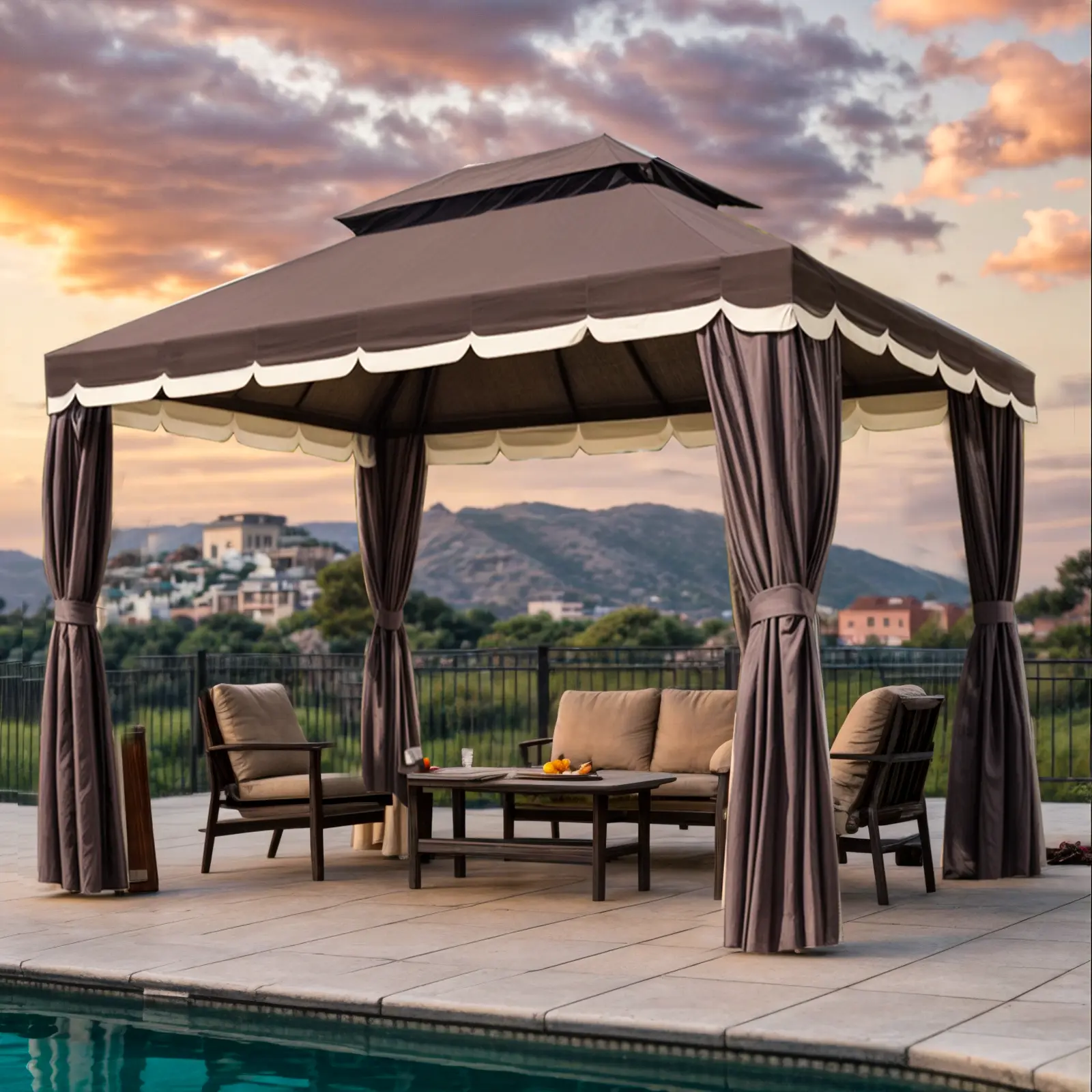 Gaptainer 10x13 Heavy Duty Canopy Tent Party Gazebo - Sturdy Outdoor Waterproof Sunshade with Mosquito Netting & Curtains, Double Vented Roof Shelter for Garden, Backyard Weddings