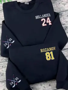 Embroidered Team Hollanov quater-zip, LGBT Hockey Romance Crewneck, Heated Rivalry Fan Gift, Movie Inspired Unisex Shirt