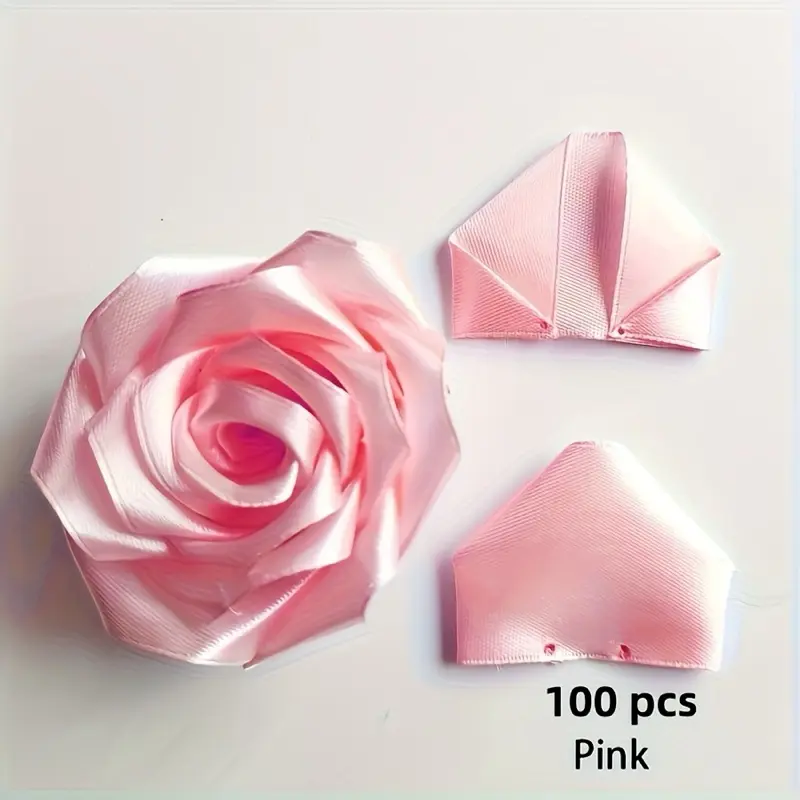 300Pcsw Premade Satin Ribbon Rose Petals Half-Finished for Eternal Rose DIY Ramos Forever Flowers Bouquets Everlasting Floral,for Wedding,Anniversary, Birthday (300 Pcs pink