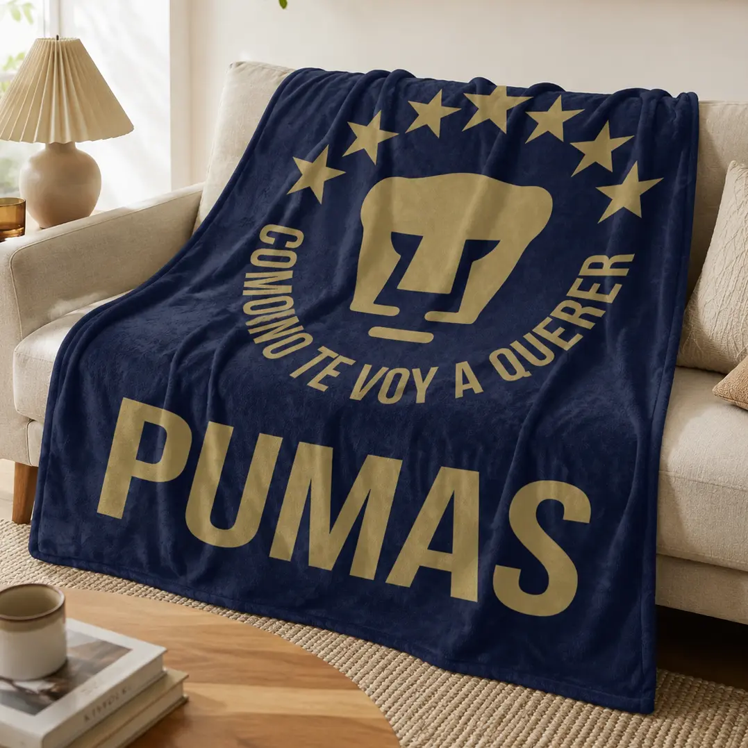 Pumas UNAM Soccer Fleece Blanket, Como No Te Voy A Querer Soft Cozy Plush Throw for Sofa Bed, Premium Mexican Football Fan Gift