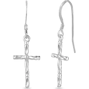 LeCalla 925 Sterling Silver Women's Drop & Dangle Earrings Lightweight Cross Dangle Drop Earring Religious Gift for Women - 35mm