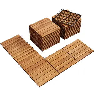 Waterproof Acacia Wood for Flooring, Wood Plastic Interlocking Flooring Tiles