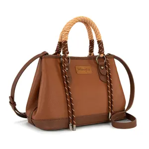 Wrangler Tote Bags for Women Medium Satchel Purse with Designer Braided Rope Top Handle