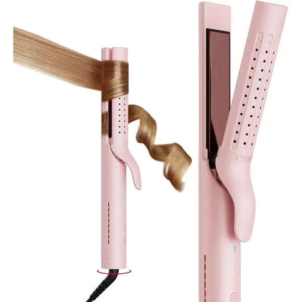 TYMO Airflow 2.0 Curling Iron Flat Iron-Hair Straightener and Curler 2 in 1 | 1.25 Inch Curling Wand for Long Short Hair, Dual Voltage for Travel, 54 Million Ionic, Anti-Tangle, 5 Temps, Black