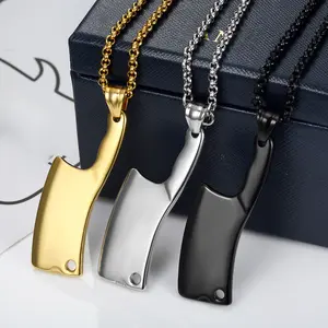 Hip Hop Punk Creative Style Kitchen Knife Pendant Stainless Steel Men's Necklace Accessory
