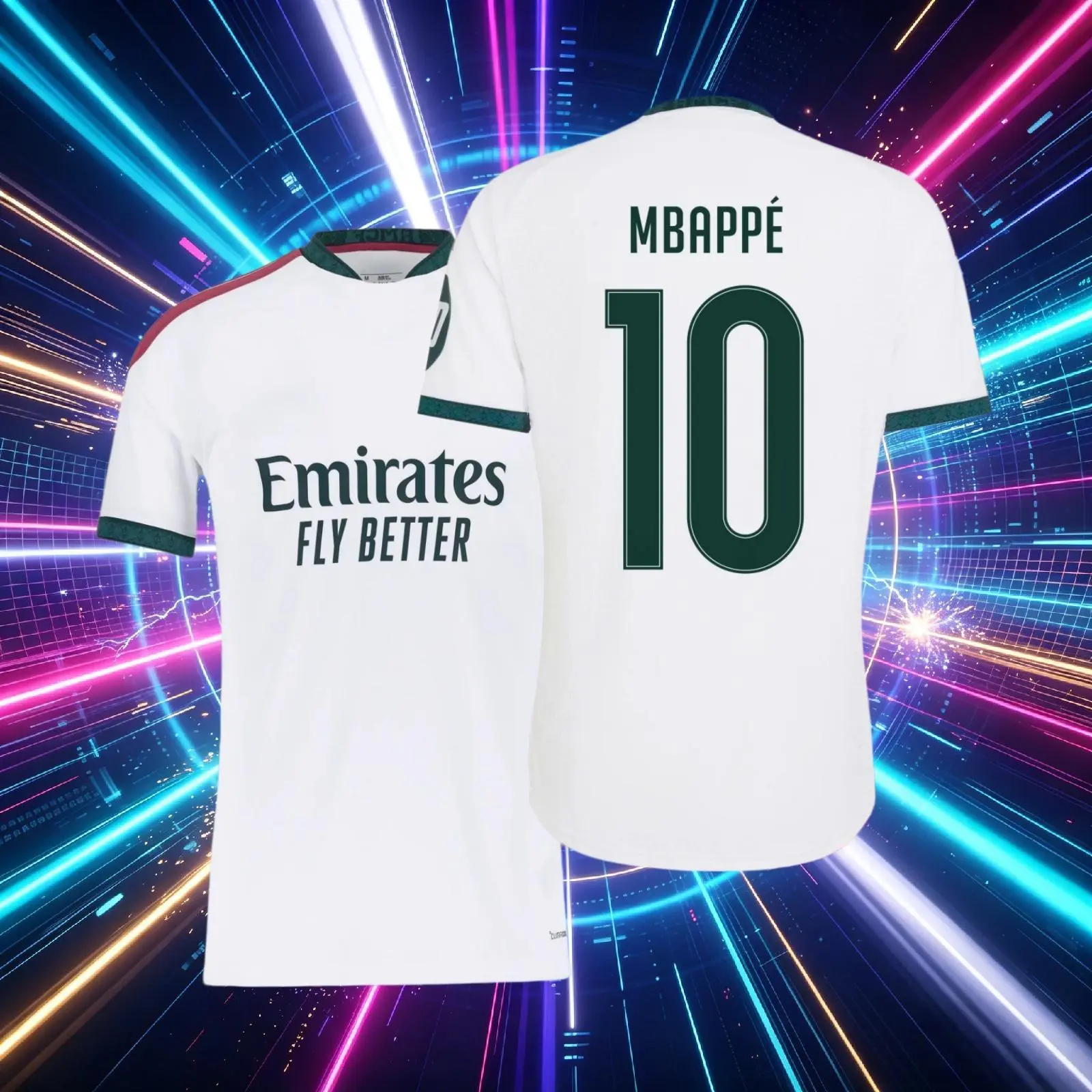 26 27 Home White 10# Mbappe Short Sleeves Soccer Jersey Fans Version