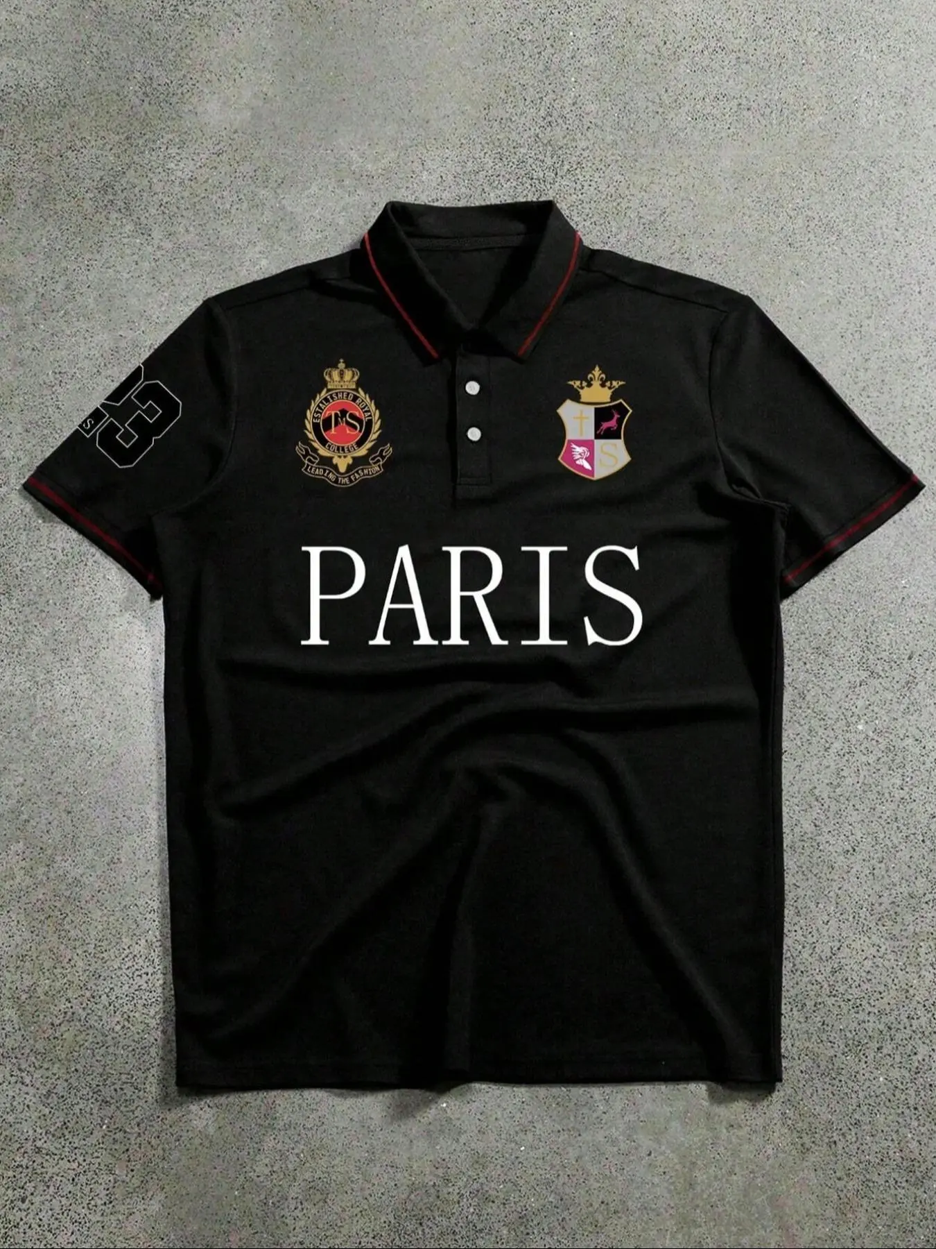 Men's Regular Fit Crown Print Polo Shirt, Casual Short Sleeve Collared Top for Summer, Fashion Menswear for Daily Wear