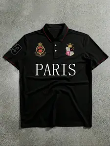 Men's Regular Fit Crown Print Polo Shirt, Casual Short Sleeve Collared Top for Summer, Fashion Men's Clothes for Daily Wear, Tropical, Menswear