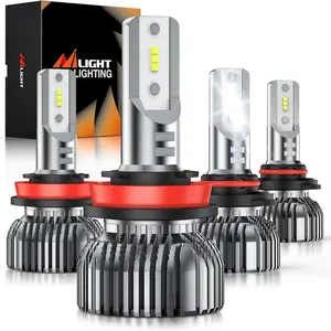 9005-H11 & HB3 Powersport Bulbs 66000LM Super Bright 6500K Cool White, 60000+ Hours Long Lifespan, Fan Equipped, Easy Plug-N-Play, IP68, Driving Fog Spot Light Bulbs, Pack of 4