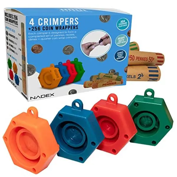 Nadex Coin Roll Wrappers w/ Crimping Tool – Easy & Secure Coin Storage