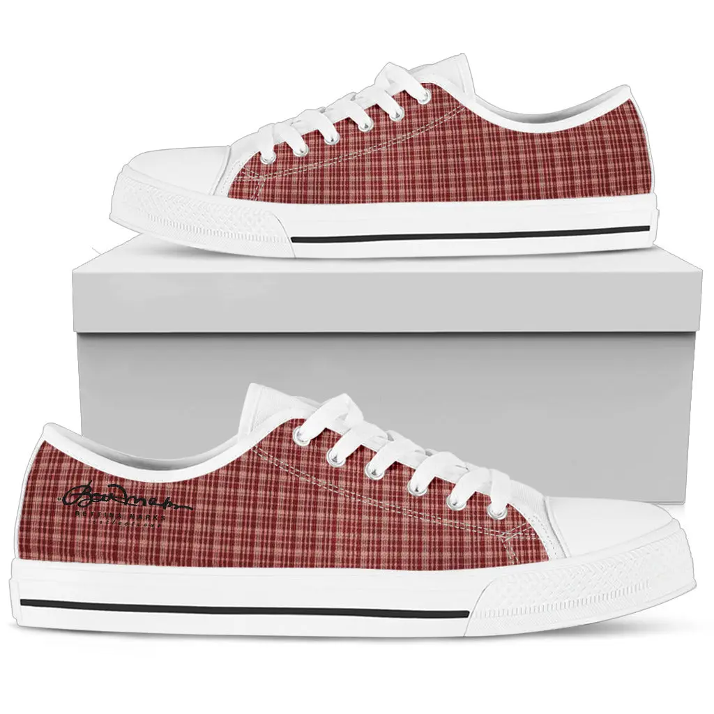 Burgundy Tight Plaid Low Top Sneakers