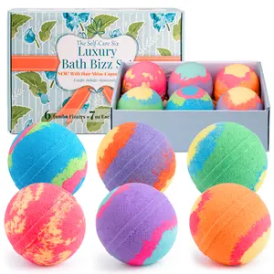Kean Beauty Self-Care Six Luxury Bath Bomb Set with Hair Shine Capsule – 6 Jumbo 7oz Fruit-Infused Fizzers, Relaxing Spa Gift Pack for Women, Mom, Daughter & Girlfriend
