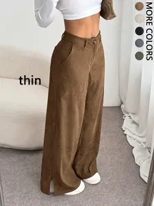 Women's Casual Pants Vintage High-End Split Wide Leg Loose Fit Corduroy Long Pants Womenswear, Comfortable and Stylish, Aesthetic, Perfect for Daily Wear Spring Valentine's Day