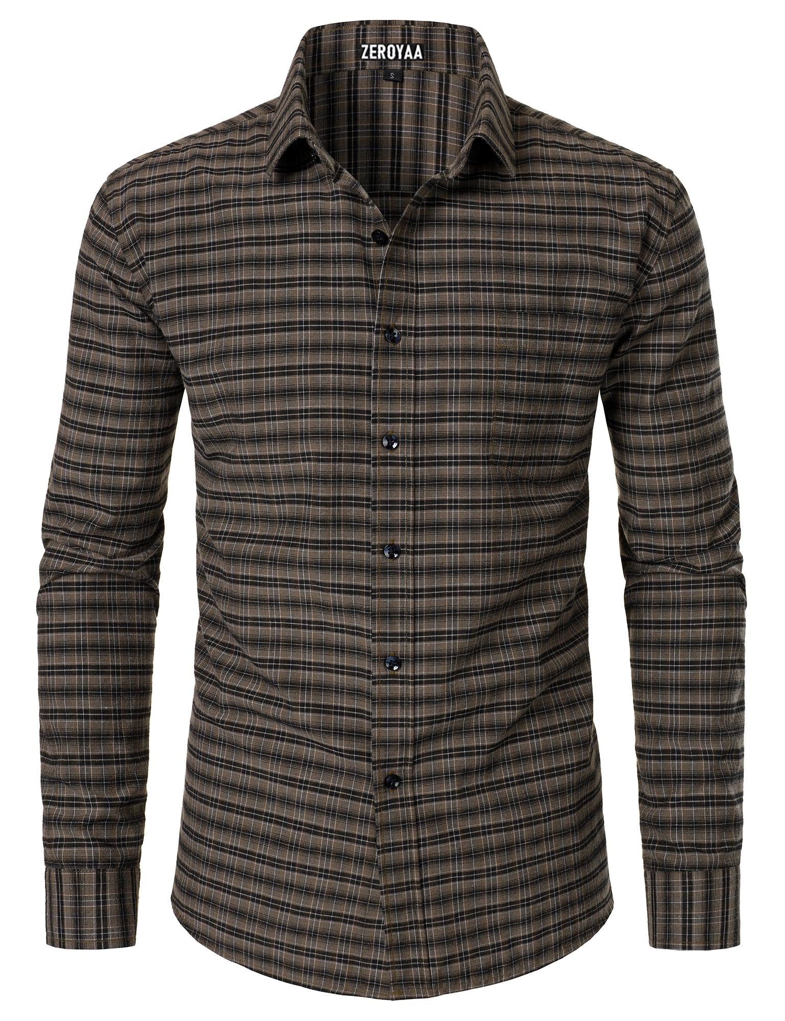 ZEROYAA Men's Plaid Long Sleeve Dress Shirt Formal Gingham Slim Fit Button Down Shirts with Lightweight Casual Classic Birthday Fashion ZEROYAA Men's Plaid Long Sleeve Dress Shirt Formal Gingham Slim Fit Button Down Shirts with Lightweight Casual Classic Birthday Fashion