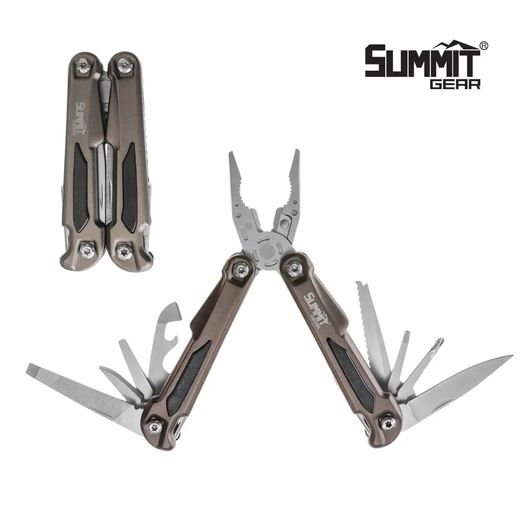 Summit Gear Stainless Steel 14-in-1 Multifunctional Tool Kit - Needle Nose Pliers, Wire Cutter, Serrated Blade, & Other Hand Tools for Hardware Tasks