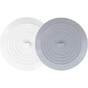 Bathtub Drain Stopper 2 Pack, 5 inches  Tub Stopper Shower Drain Cover, Bath Tub Plug Hair Stopper,Universal Flat Suction Renter Friendly Bath Accessories (White&Grey, 5 inch)
