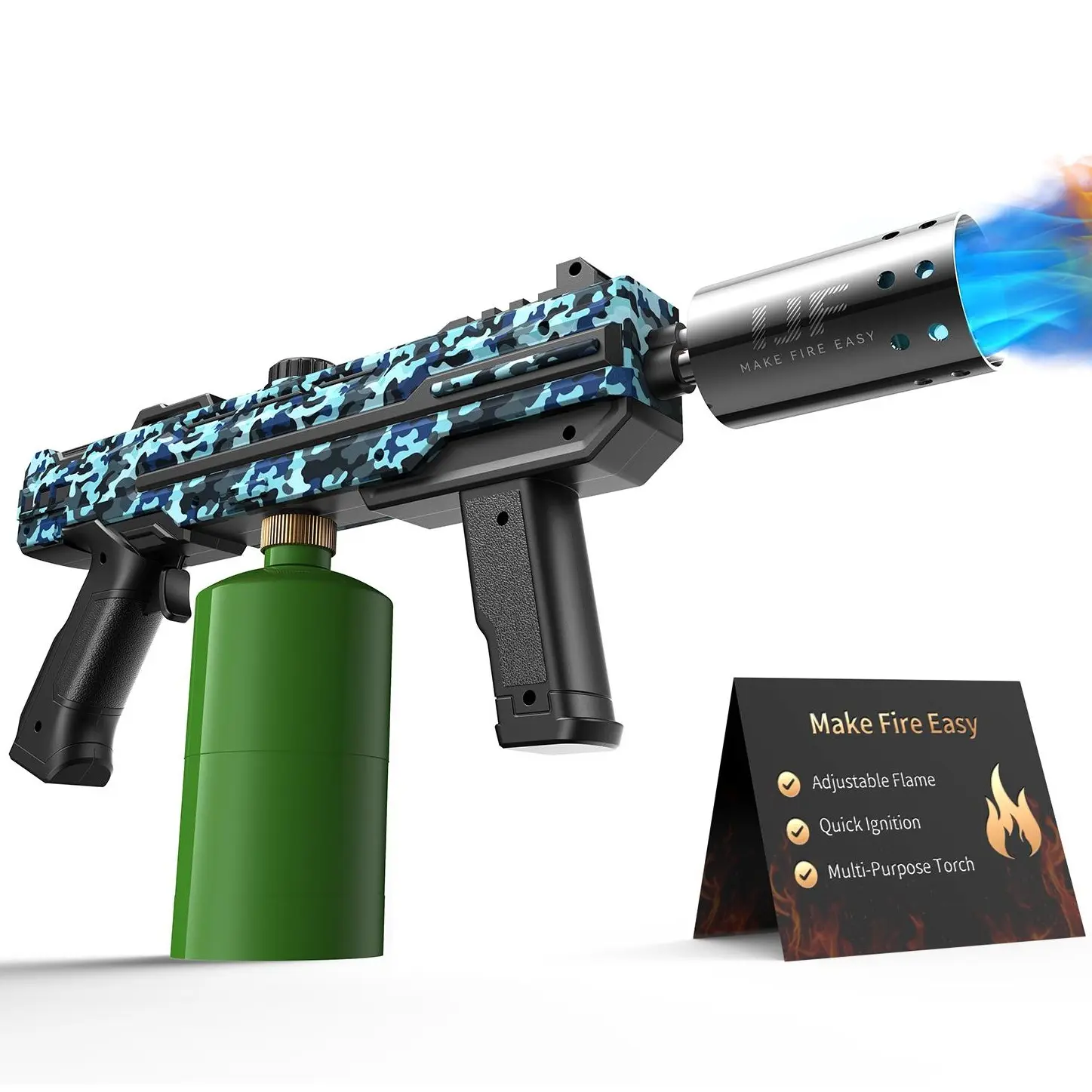 IJF Powerful Propane Torch Gun, Adjustable Flame Blow Torch for Cooking, BBQ Torch Gun for Charcoal Grill, Campfire Starter, Fire Torch for Searing Steak, Camping, Weed Burning (Propane Tank Not Included) Kitchen Utensils