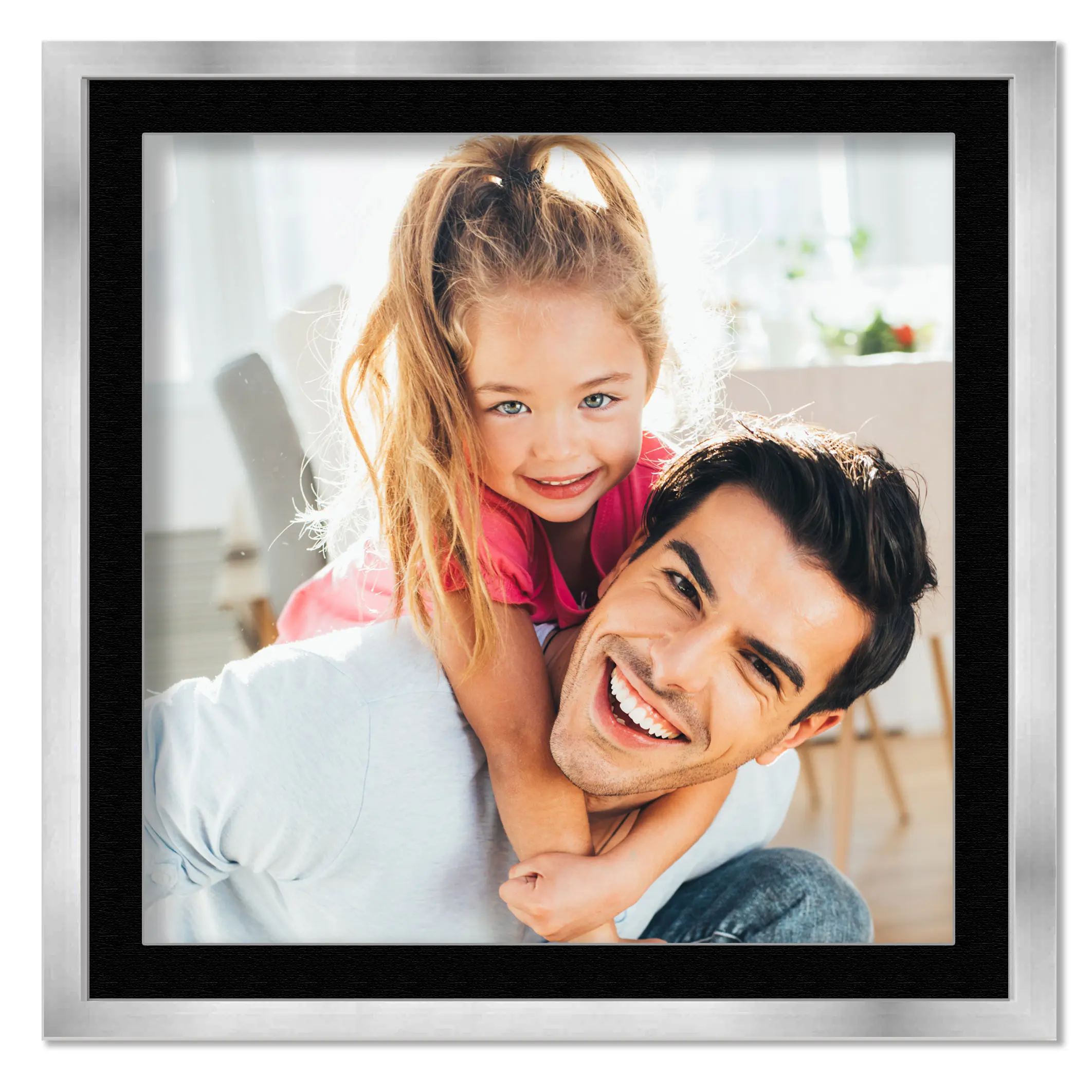 17x17 Frame with Mat - Silver 20x20 Frame Wood Made to Display Print or Poster Measuring 17 x 17 Inches with Black Photo Mat