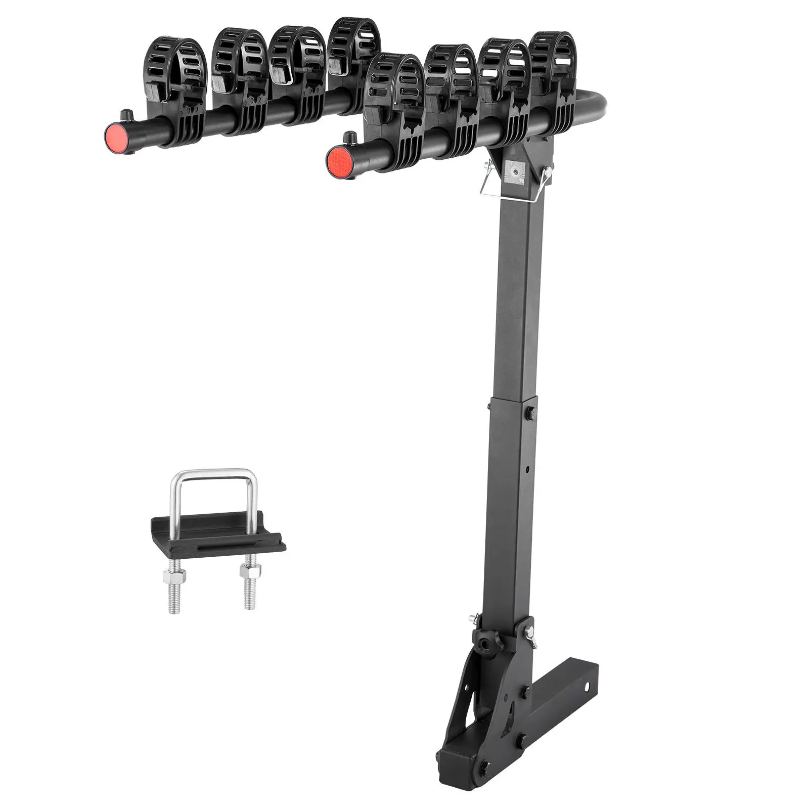 【BackToSchool】VEVOR Hitch Mount Bike Rack, 4-Bike Carrier Rack, 150 LBS Capacity Bike Rack Hitch for 2-inch Receiver, Titling and Folding Bike Carrier with No-Wobble U Bolt and Strap, for Car, SUV, Truck, RV