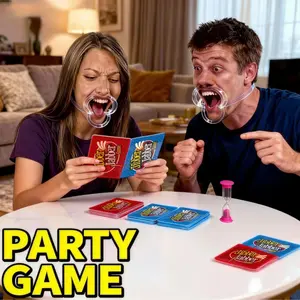 Adult Party Game Jibber Jabber, Party Table Game, Interactive Whispering Tube Challenge, Includes 200 Phrase Cards & 6 Mouthpieces, Fun Adult Entertainment Set