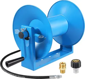 RIDGE WASHER Pressure Washer Hose Reel 180FT, Mounted Heavy Duty High Power Washer Hose Reel, 4000 PSI Manual Crank Hoses Reel, 3/8'' Whip Hose